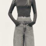 H&M Mock Turtleneck Top in Grey Photo 4