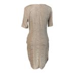 Reiss Metallic Ruched Short Sleeve Bodycon Dress Metallic Silver Gold Shimmer 10 Photo 1