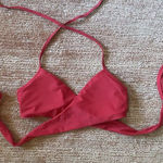 Aerie  Red Wrap Scoop Bikini Top Removable Cups M Photo 0