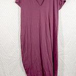 Universal Standard Maroon V Neck Short Sleeve Midi Dress Photo 1