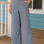 Hollister NEW  Ultra High Rise Linen Blend Stripe Flare Pants Coastal Old Money S Photo 0