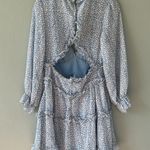 Amazon Spring Summer Deep V Neck Long Sleeve Ruffle Layer A-Line Swing Mini Dress Photo 2