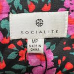 Socialite ‎ Black Floral Cutout Midi Dress MP Medium Petite Ruched Bust Cotton Photo 5