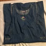 Denim Floral Embroidered Dress Blue Size XL Photo 0