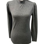 J. Crew Factory Y2K Silver Gray Metallic Mock Neck Sweater Sz S Photo 0