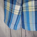 Evan Picone  100% Linen Blue and Yellow Plaid Button-Up Shirt Photo 4