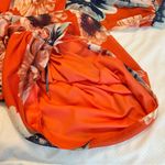 Lilian Floral Ruched Dress Woman’s Size 1X Deep V Neck Bold Orange Photo 13