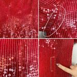 Vintage Red Sequin Beaded Cap Sleeve Mini Shift Dress Holiday Christmas Small Photo 14