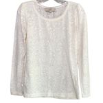 Ann Taylor LOFT Floral Laced Long Sleeve Top Stretch Small Ivory White #4258 Photo 0