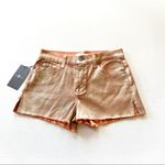7 For All Mankind  Rose Gold Metallic Denim Cut Off Shorts Photo 1