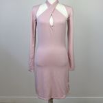 SER.O.YA Lana Dress Set Pastel Pink Halter Long Sleeve Stretch Jersey Large NWT Photo 5