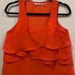 Anthropologie POETRY Red Orange Sleeveless Ruffled Tank Top Photo 0