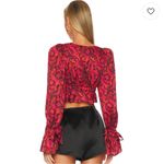 For Love & Lemons  Davina Lady in Red Tie Front Blouse New NWT Ruffle Chic Girl Photo 1