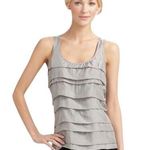 Madison Marcus  Silver Metallic Shimmer Silk Tiered Ruffled Racerback Tank Top XS Photo 0