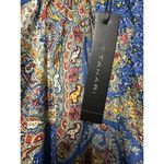 T Tahari ACCORDION PLEATED SKIRT Blue Paisley Maxi Midi Lined Sz Small NWT Photo 5