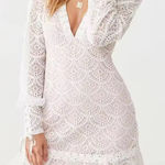 Forever 21  White Lace Long Sleeve Dress Side Zip Romantic Cottagecore Sz M Photo 0