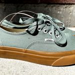 Vans  Authentic Sneakers Low Top Gum Sole Lace Up Skate Canvas Green M5.5 W7 NWOT Photo 2