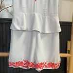 Gianni Bini NWT  Pool Party Maxine Peplum Romper Blue Embroidered - Sz S 💛🎀 Photo 3