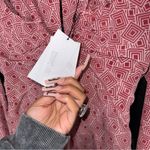 Equipment Arden Puff Sleeve Silk Top in Red Geometric Print Photo 8