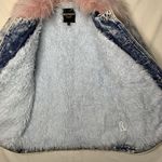 Juicy Couture Black Label Acid Wash Denim Jacket Pink Faux Fur Size XS Crop Photo 2