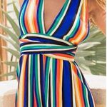 Pretty Little Thing Rainbow Stripe Multi Way Tie Romper Photo 0