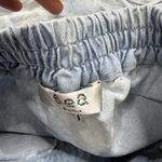 Sea NY Bleached Denim Daryl Mini Skirt Size S Tiered Elastic Waist Pockets Blue Photo 4