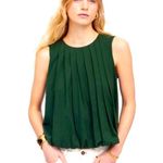 Madewell Sleeveless Crewneck pleated Top Summit Green Christmas holiday party Photo 0