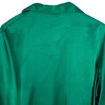 Women’s Green Satin Blouse Long Sleeve Party Formal Button Photo 5