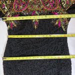 Laurence Kazar Vtg 80s 90s  Silk Sequin Beaded Party Dress Mardi Gras Black Gold Photo 3