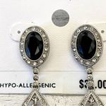 Charter Club NWT silver tone and blue rhinestone drop earrings Photo 4