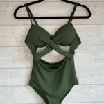 Cut out Wrap army green one piece swimsuit Size Small Photo 3
