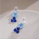 Blue/white Gradient Alloy Flower Design with imitation rhinestone Earrings‎ Blue Photo 6