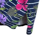 Lands' End  Navy Floral Striped Dolman Sleeve Belted Cotton Midi Dress Size L Photo 4