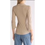 James Perse Cotton V-Neck Button-Up Shirt | Toast | Size 1 (Small) New! Photo 2