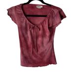 Hot Papaya Y2k Shirt Small Red Sheer Tie Dye Flutter Sleeve Y2K Festival Top Photo 0