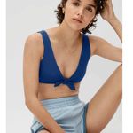 Everlane Tie-Front Bikini Top and Low Rise Bottom SET in Blue Black S NWT Photo 1