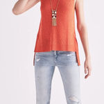 Lucky Brand Sleeveless Sweater Tank with Side Ties in Red Clay size Large Photo 0