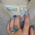 Vintage 80s 90s metallic silver purple geometric knit sweater Size M Photo 1