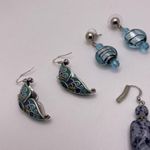 Lot Of 3 Women’s Costume Earrings Pierced Dangle Drop Blue Photo 3