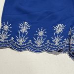 Loft Ann Taylor Womens Floral Embroidered Boho Shorts SMALL Navy Blue Scalloped Photo 3
