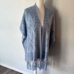 Ruby Rd . Blue Geometric Women's Poncho Photo 8