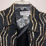 Vintage Tunique Evening S Black Gold Heavy Sequin Formal Jacket Blazer Disco Size L Photo 3