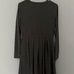 Basic Long Sleeve Grey Dress Knee Length Gray Size M Photo 7
