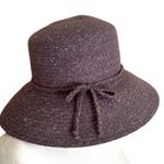 Cloche Hat Purple Fedora Cap Wide Brim Wool Felt Bow Knot Hat Photo 1