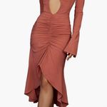 House Of CB  Reine Long Sleeve Silk Blend Cutout Midi Dress Photo 1