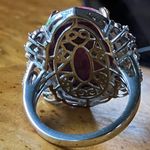 Norwegian Thulite Garnet Sterling Silver Cocktail Ring Size 6.75 Photo 4