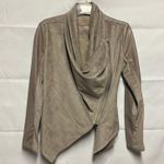 BLANKNYC Faux Suede Leather Moto Jacket Size XS Full Zip Cowl Neck Gray Photo 0