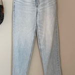 American Eagle Highest Rise Baggy Straight, Light Wash Strigid Jeans, Size 6 Photo 0