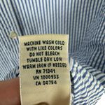 L.L.Bean Blue White Pinstriped 100% Cotton 3/4 Sleeve Collared Button Up Size M Photo 6