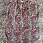 Pleione Women's XL Red Paisley Print Blouse Sleeveless Boho Top Career Office Pink Photo 0